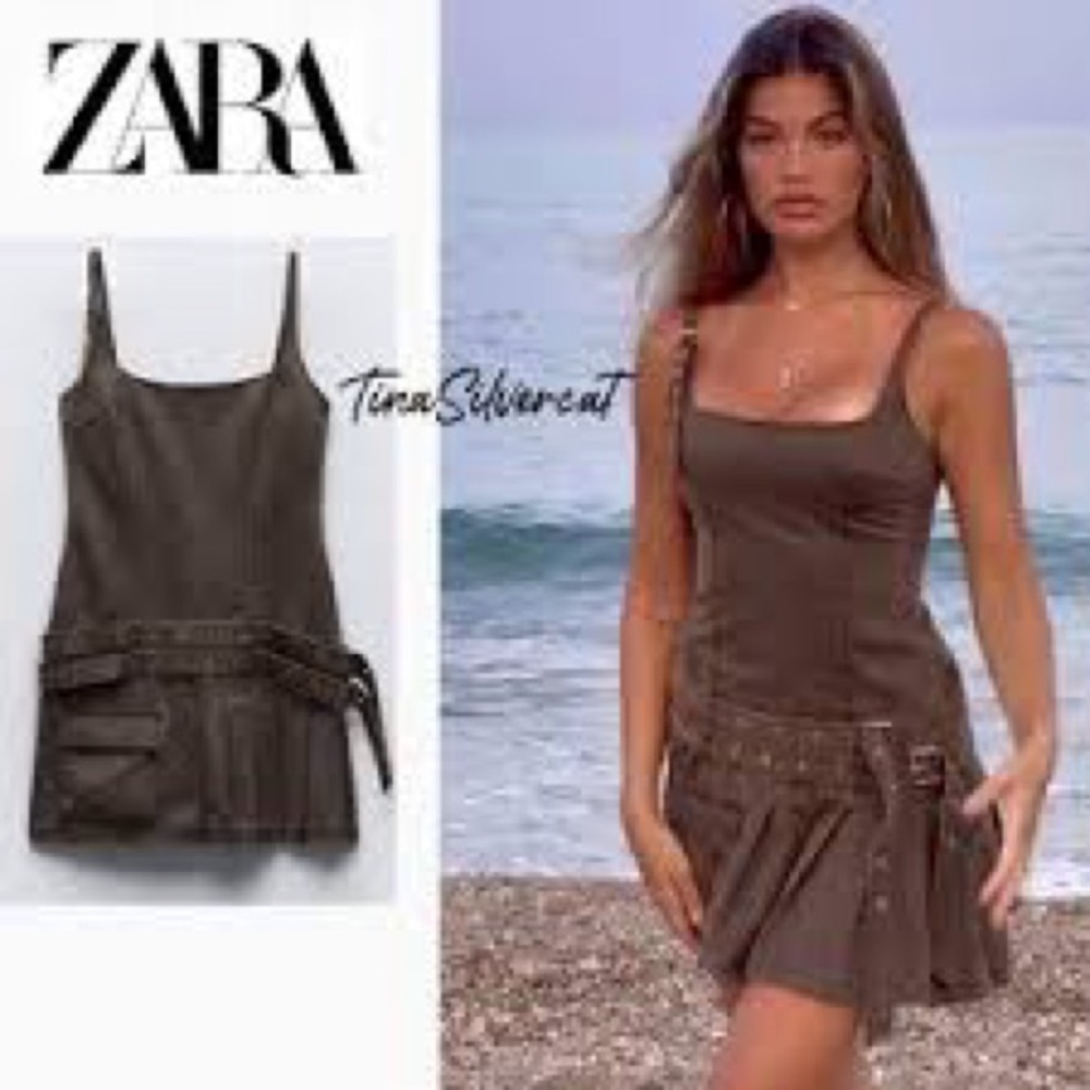 Zara Brown Sleeveless Mini Dress